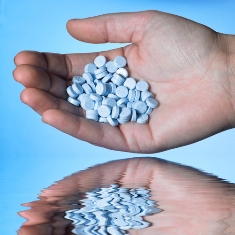 handful blue pills
