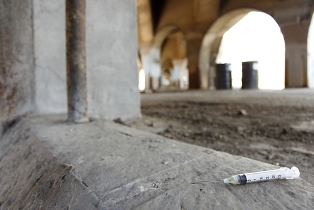 used syringe foreground