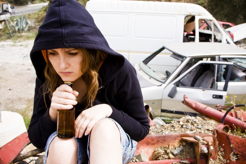 teen drinking scrapyard