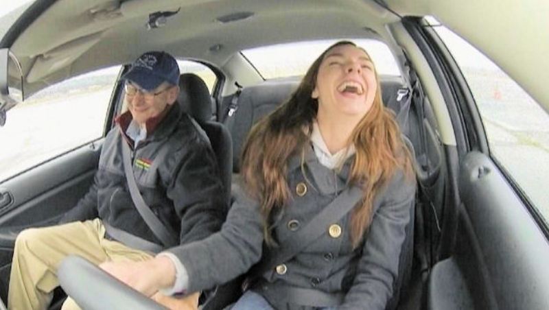 stoned driver laughing