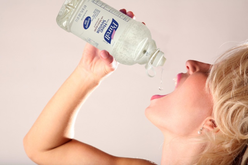 drinking hand sanitizer