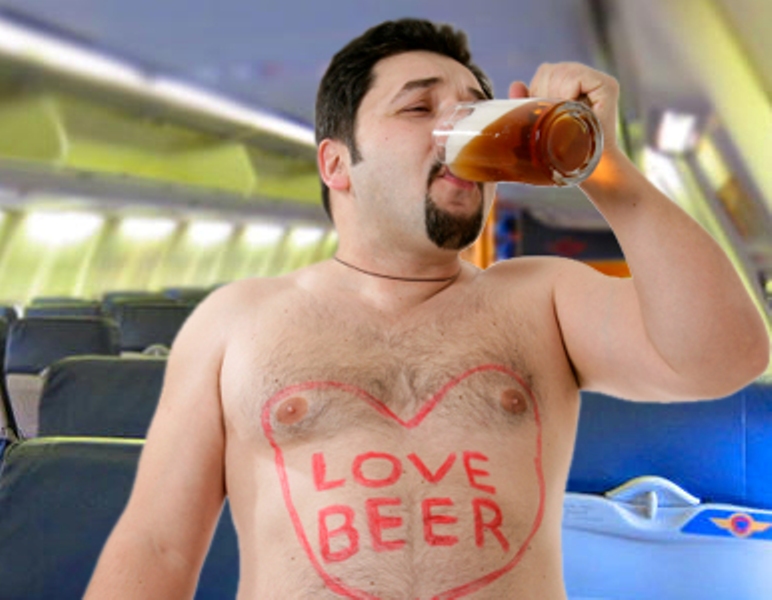 shirtless drunk airplane