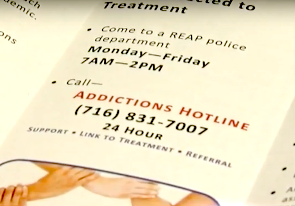 A page from an Addictions Hotline brochure.