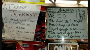 Convenience store signs.