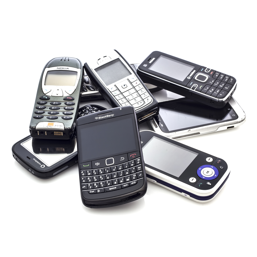 A pile of old mobile phones