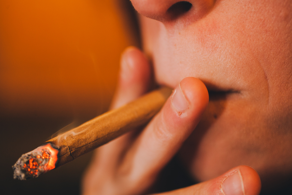 woman smoking a joint.