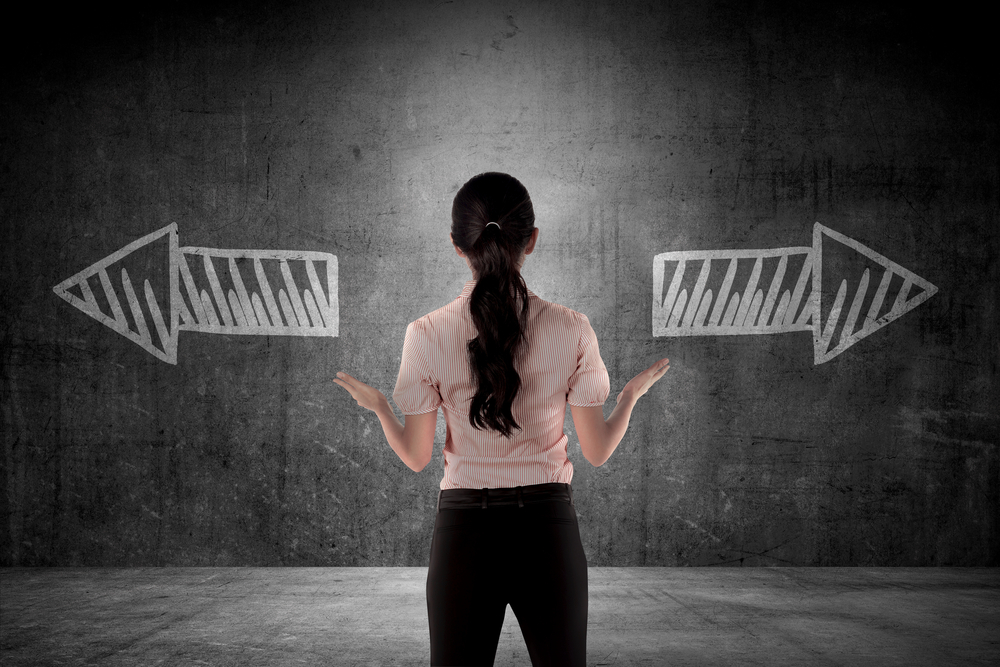 Woman making a choice.