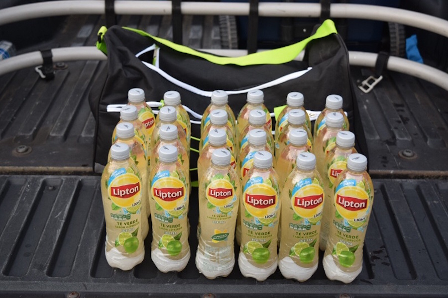 The confiscated meth-filled bottles of Lipton green tea.