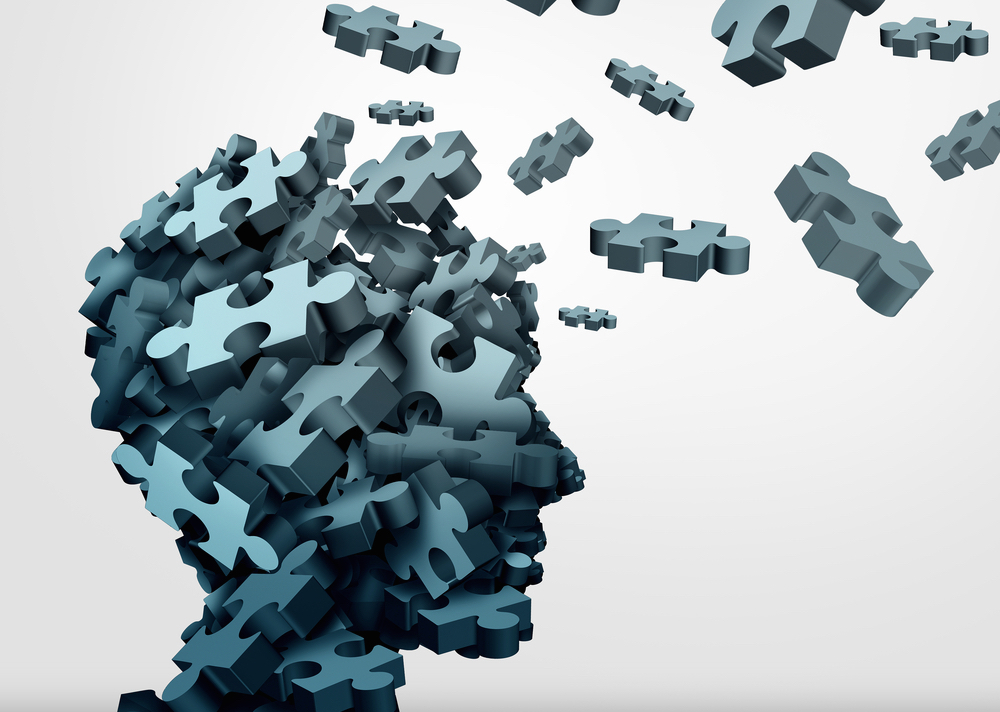 3D illustration jigsaw pieces shaped as a human head.