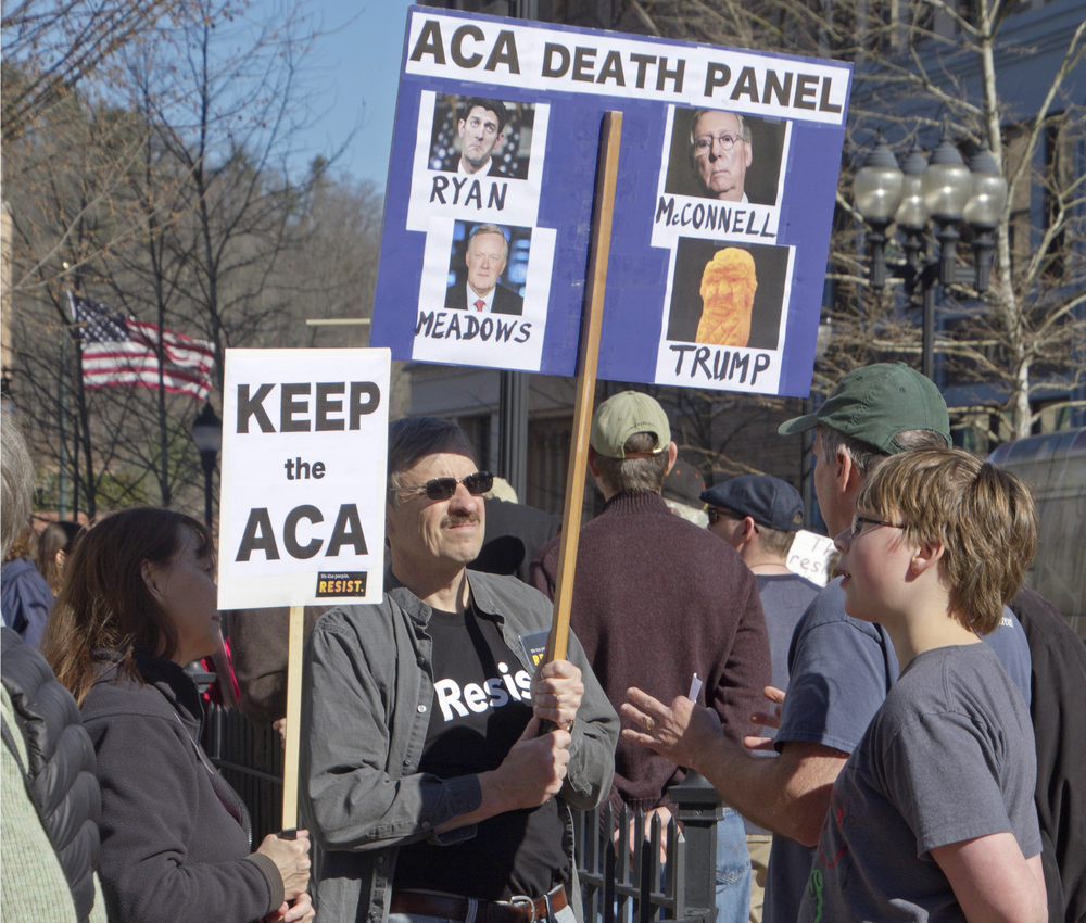 People protesting the American Health Care Act  in North Carolina