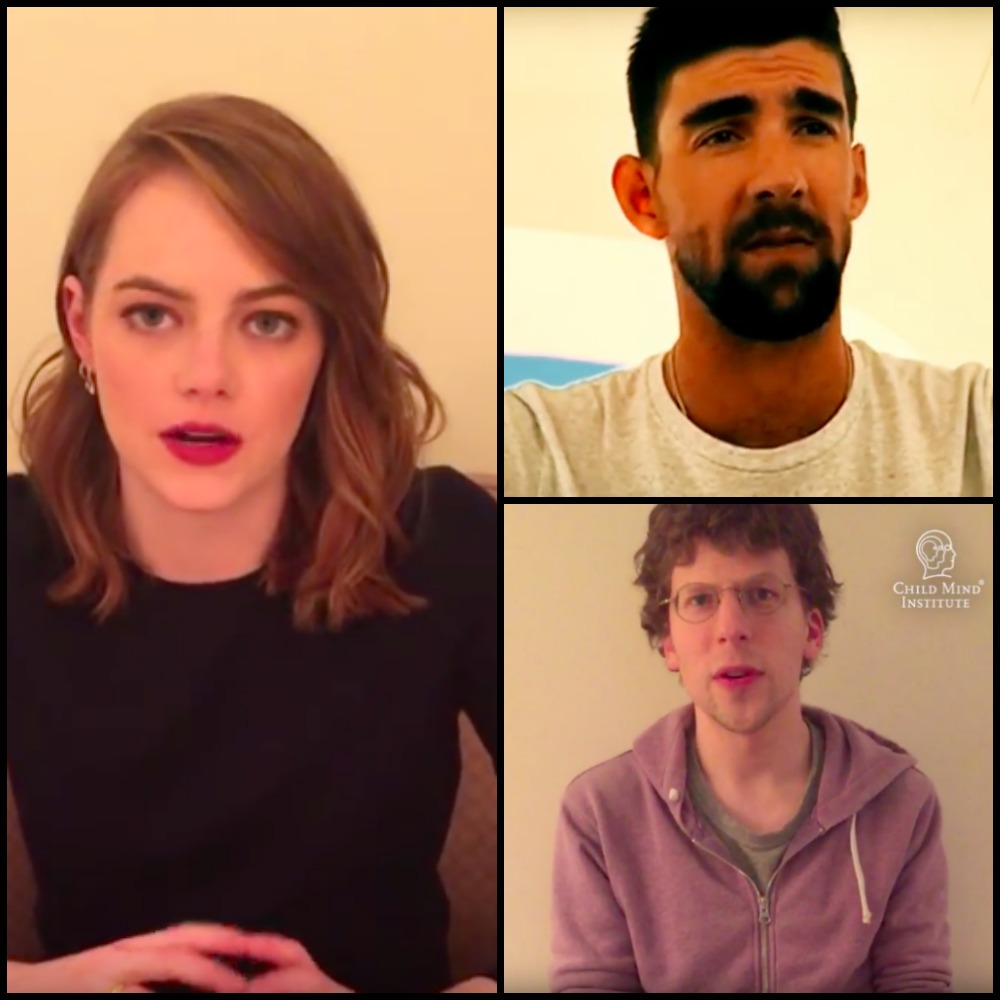 Emma Stone, Jesse Eisenberg and Michael Phelps