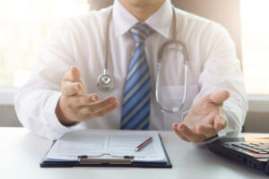 doctor consulting with patient.