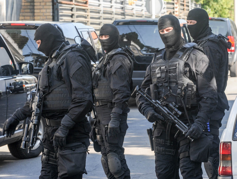 Police SWAT team members during arrest action