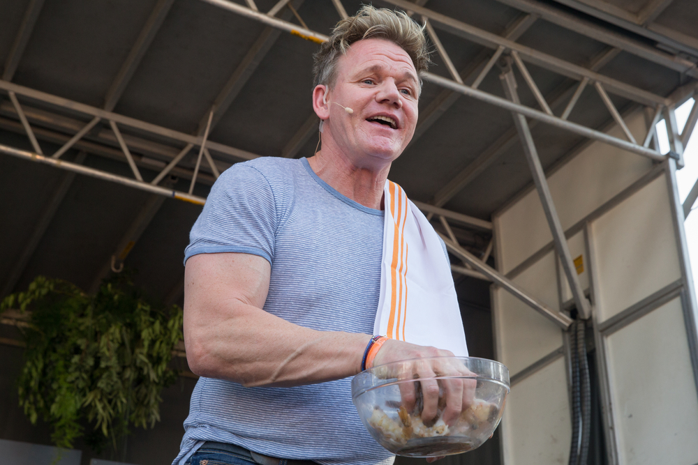 Gordon Ramsay speaking to an audience.