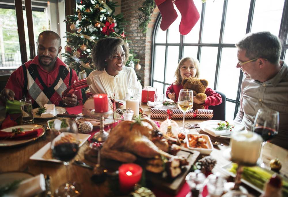 A group around a holiday dinner table