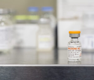 naloxone sitting on a steel counter