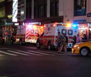 Ambulance responding to an emergency medical situation in Manhattan
