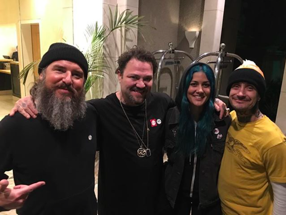 Bam posing with Johnny Schillereff and two friends.