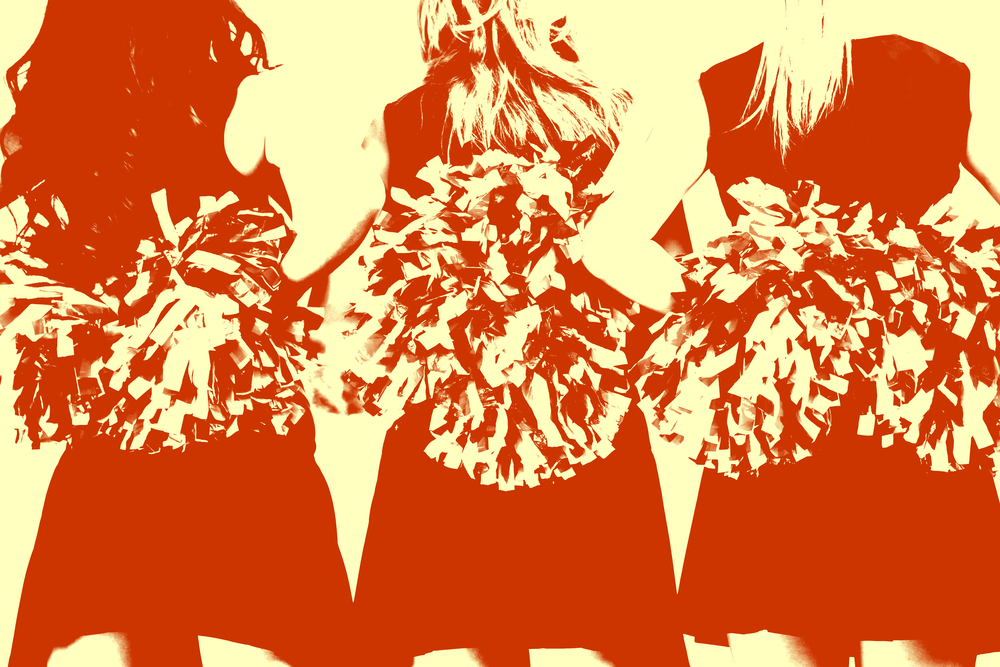 a lineup of cheerleaders