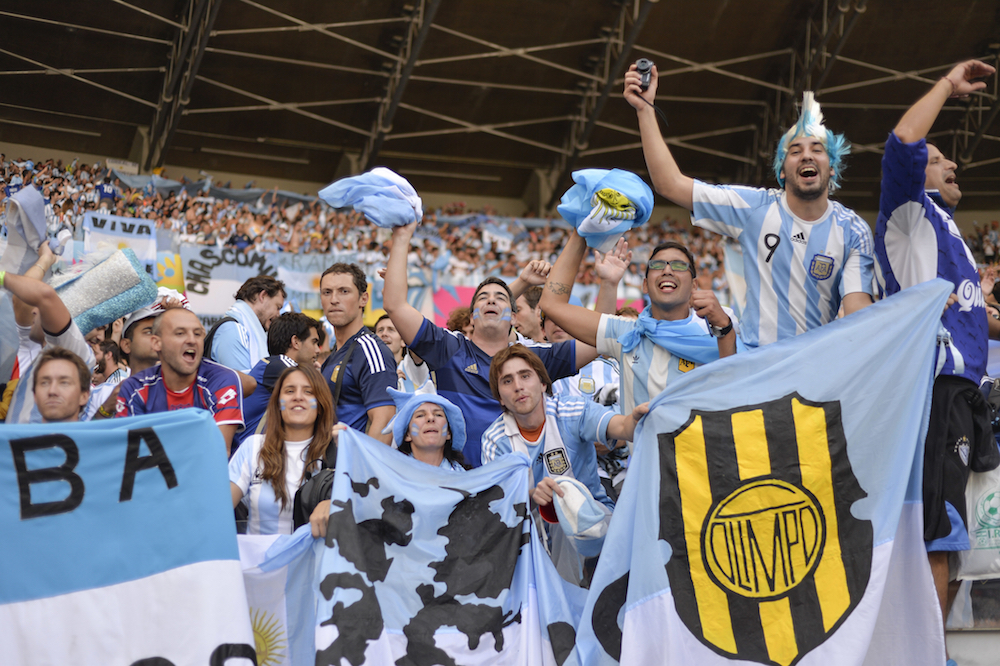Argentina fan during the FIFA 2014 World Cup. Argentina is facing Iran in the Group F at Minerao Stadium