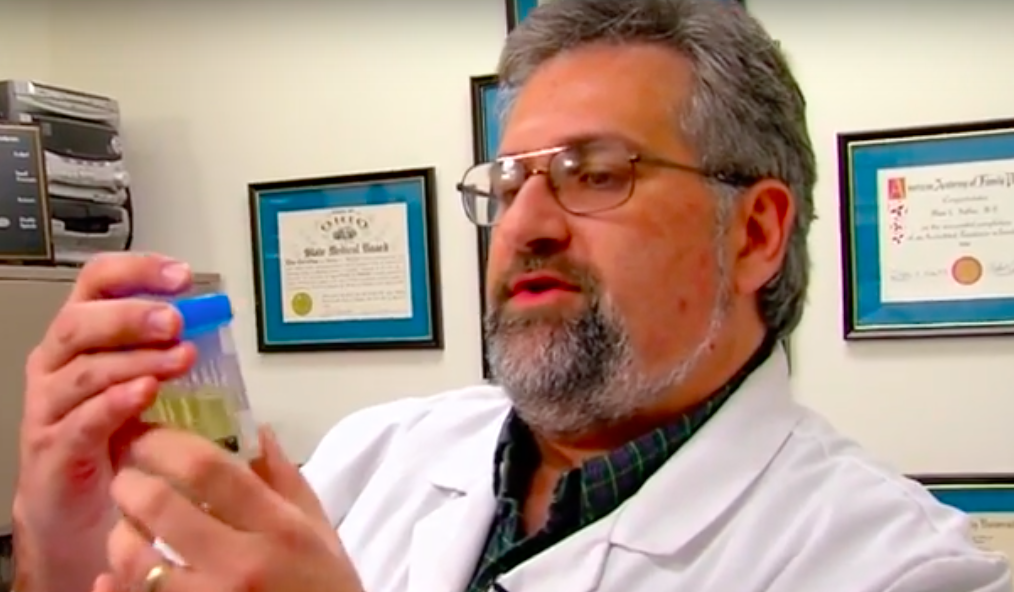 doctor testing fake urine