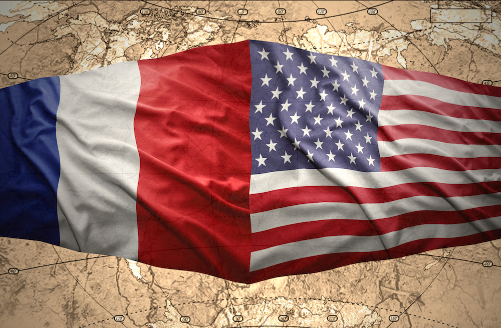 French and American flag