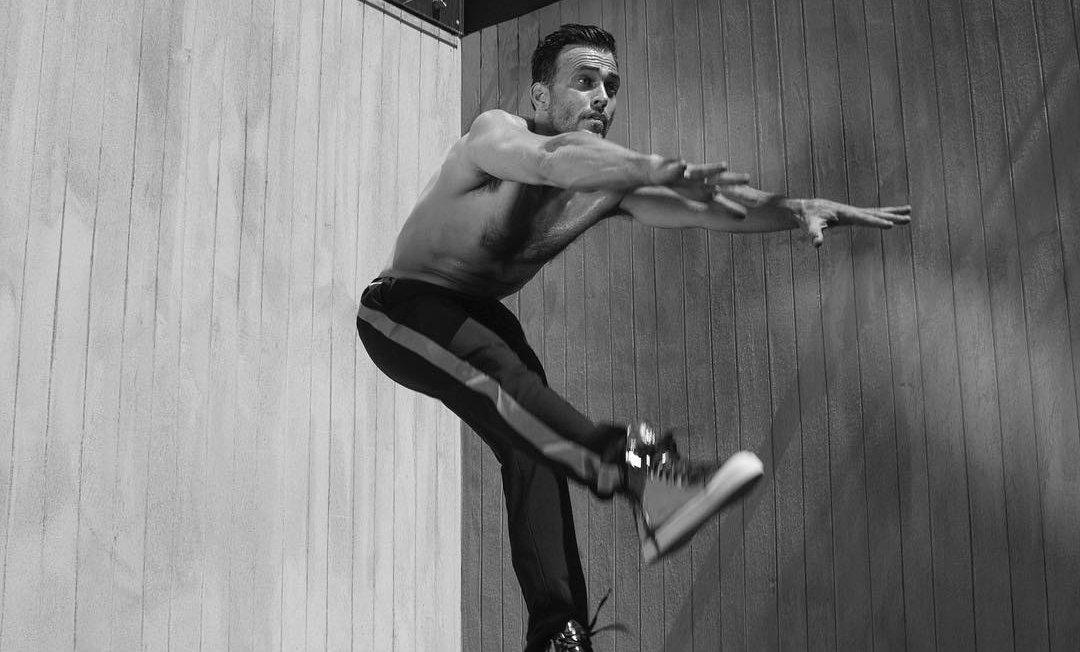 Cheyenne Jackson Instagram post five years sober.