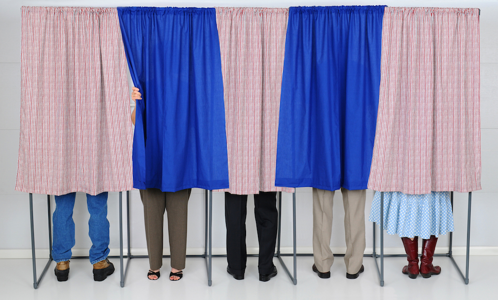 people in voting booths