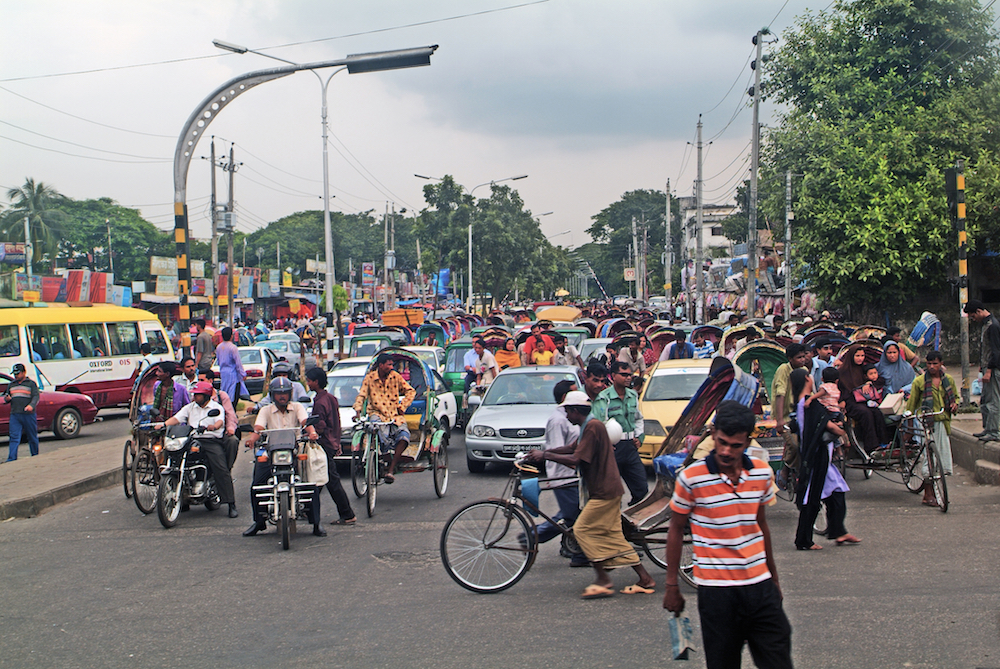 people on the streets of Dhaka in Bangladesh