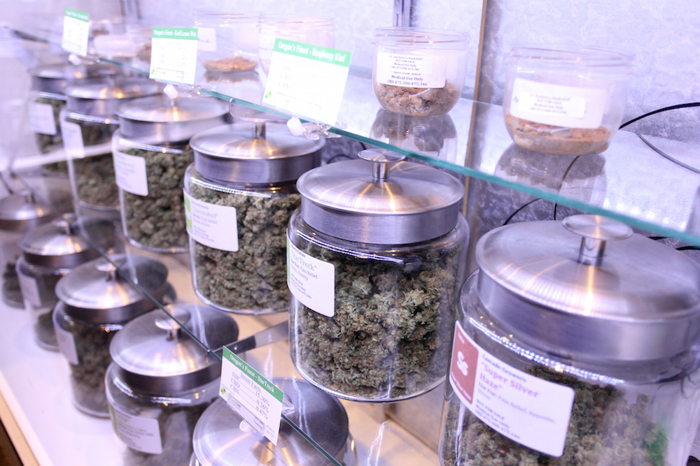 cannabis behind the counter in a dispensary