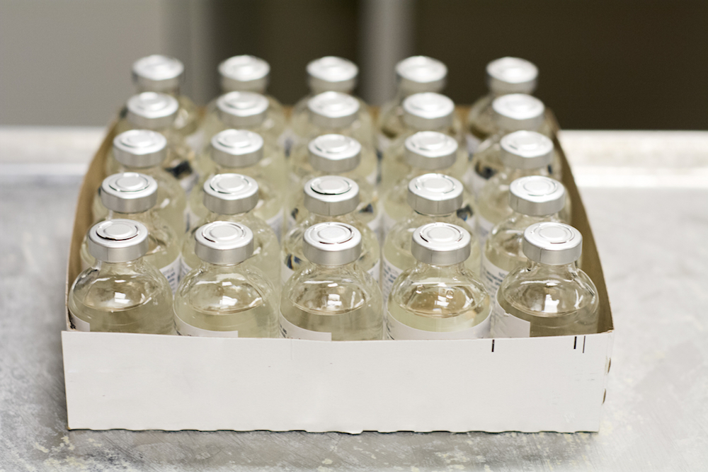 a box of naloxone vials