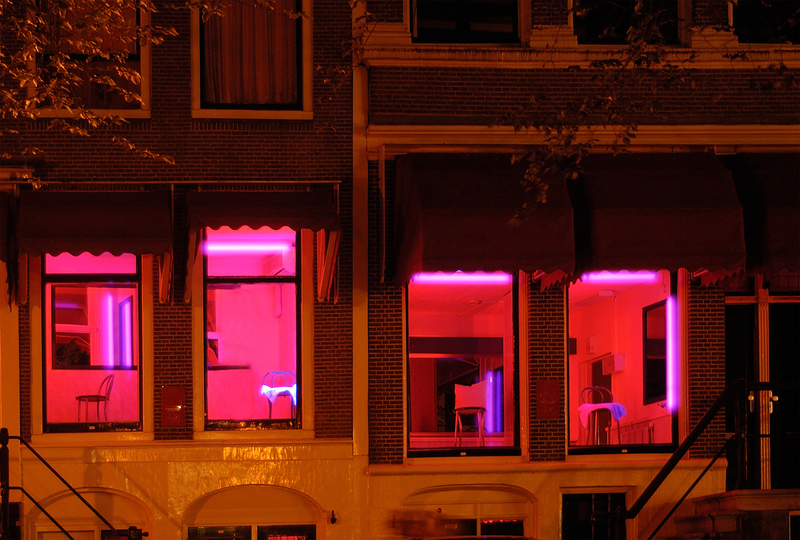 red-lit rooms in Amsterdam Red Light District