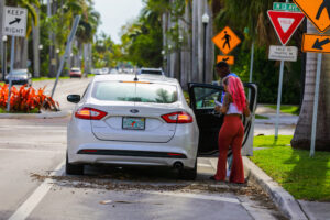 passengers being picked up by a ride-sharing service