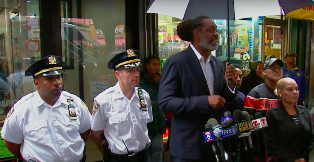 Brooklyn community leaders holding a press conference.