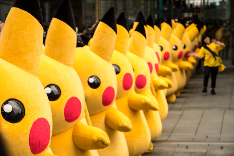 Hundreds of Pikachu Parade during annual event in Yokohama Japan.