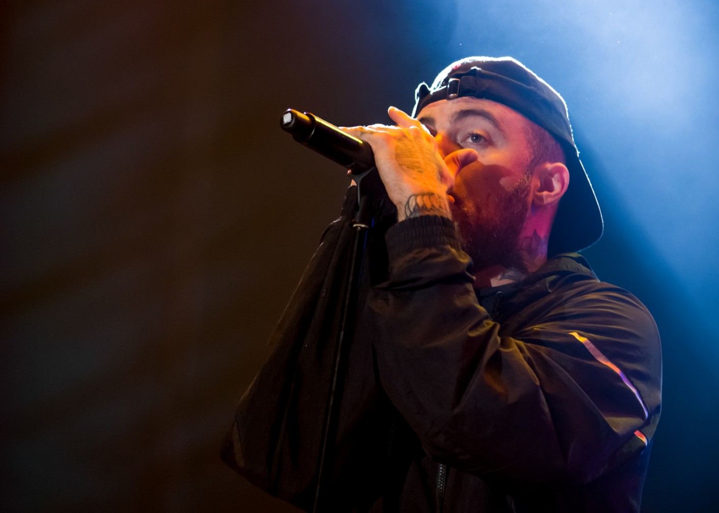 American Rapper Mac Miller performs on stage in Europe, Portugal, at music Festival in 2017