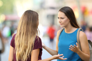 Two women having an angry conversation