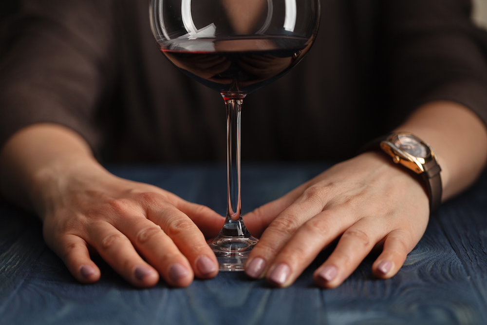 woman having a drink