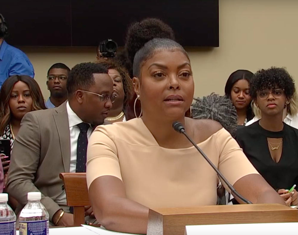 Taraji P Henson discussing mental health on Capitol Hill