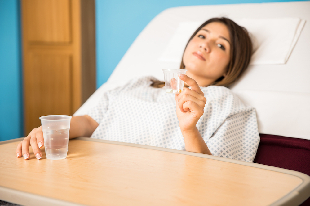 Patient taking opioids during a hospital stay