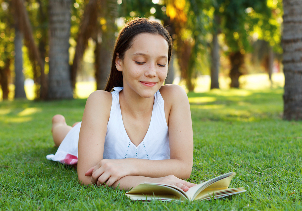 girl reading a book