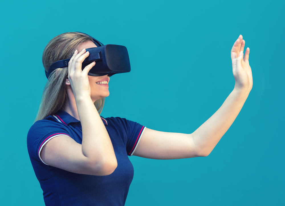 woman having a psychedelic VR experience