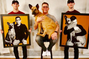 Steve-O with his rescue dogs