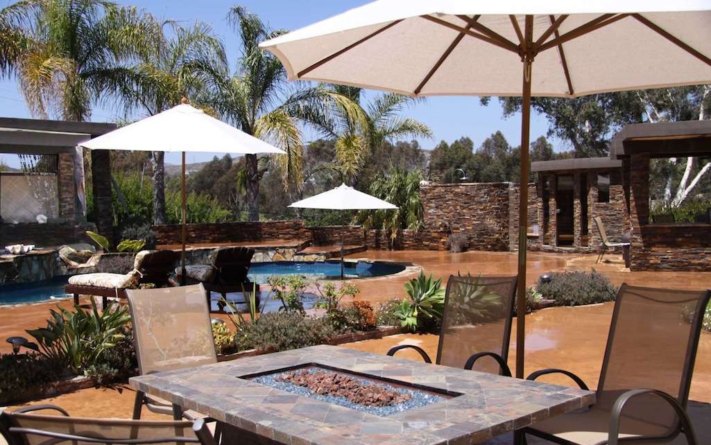 Outside pool and tables at AToN Center