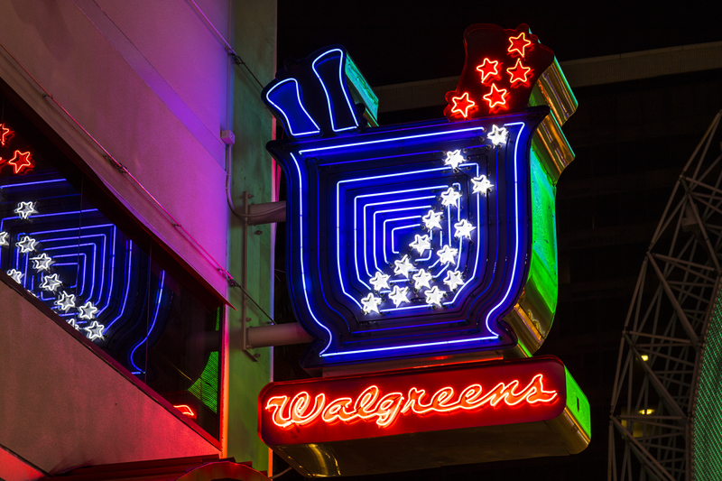Walgreens pharmacy neon sign