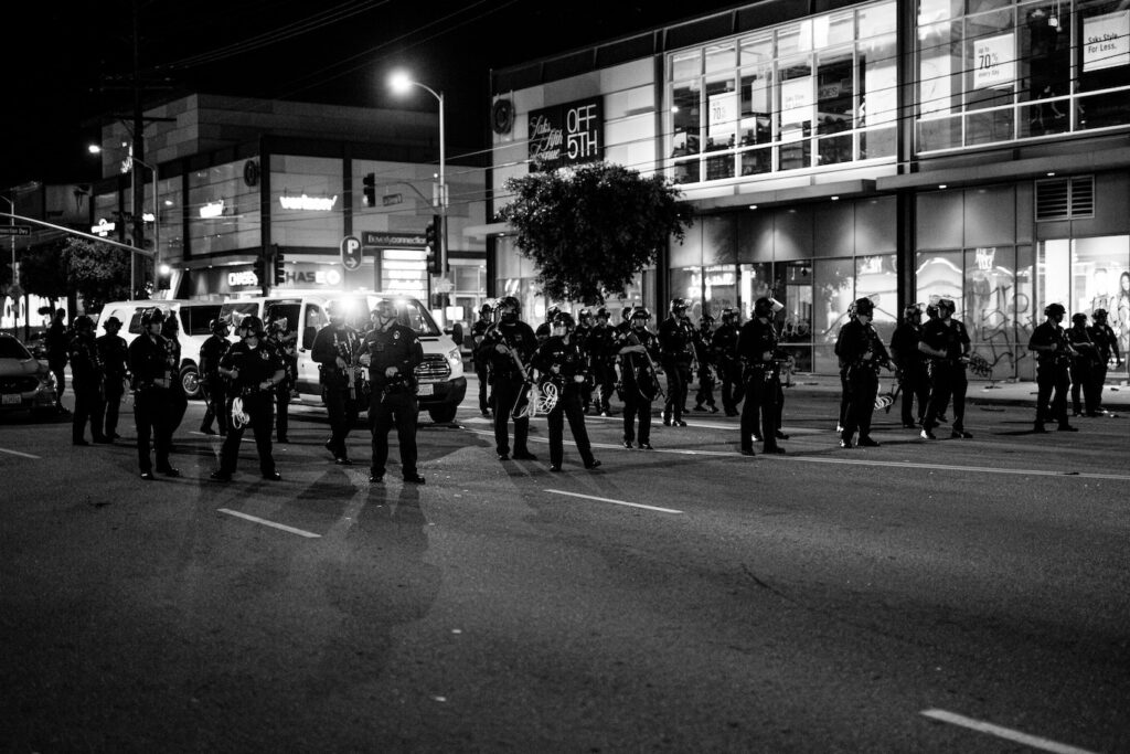 Police officers accused of brutal violence often have a history of complaints by citizens Images of police in the street at protests in Los Angeles after the killing of George Floyd